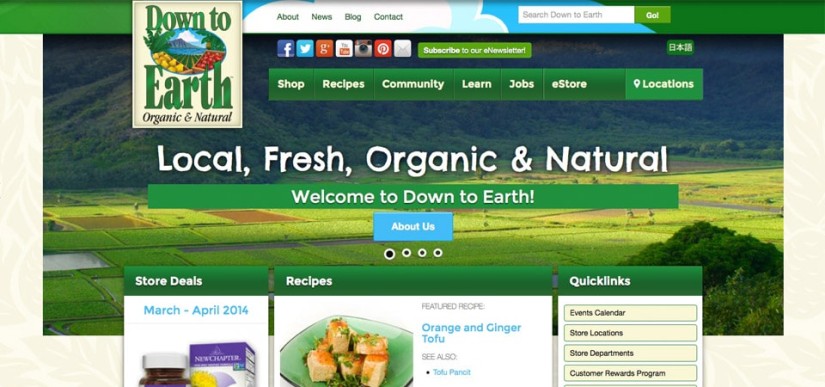 Screenshot: Down to Earth Home Page