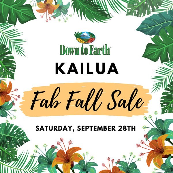 Down to Earth Kailua Fab Fall Sale: Saturday, September 28th