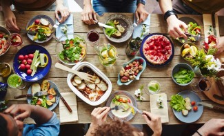 Photo: Dining table full of food