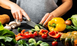 Photo: Cooking with Fresh Vegetables and Mushrooms