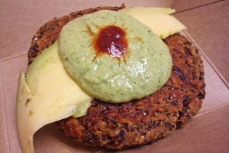 Photo: Green Goddess Dressing on a Veggie Burger