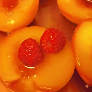 Photo: Poached Peaches with Pomegranate Syrup