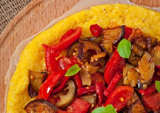 Photo: Polenta Pizza with Roasted Vegetable Mash