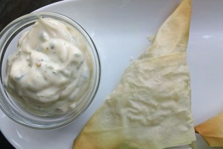 Photo: Samosas with Cilantro Yogurt