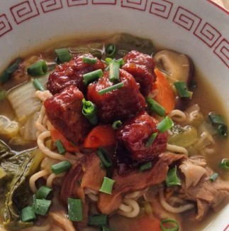 Photo: Soba with Seitan and Mushrooms