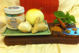 Photo: Coconut Oil, Ginger, Garlic, and Onion