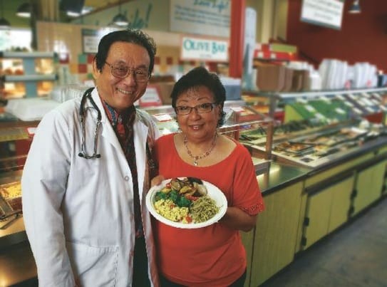 Photo: Dr. Shintani and Linda Soraoka at the Down to Earth Hot Bar