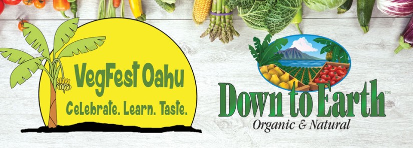 VegFest Oahu logo and Down to Earth logo